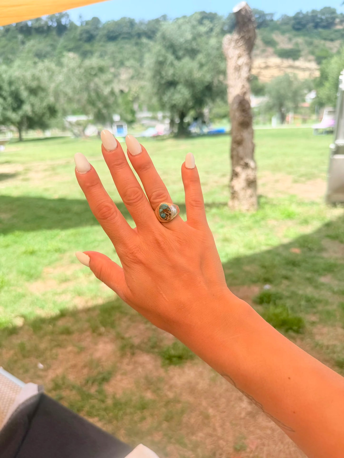 Anello Ovale in Argento 925 con Pietra Turchese Mistico