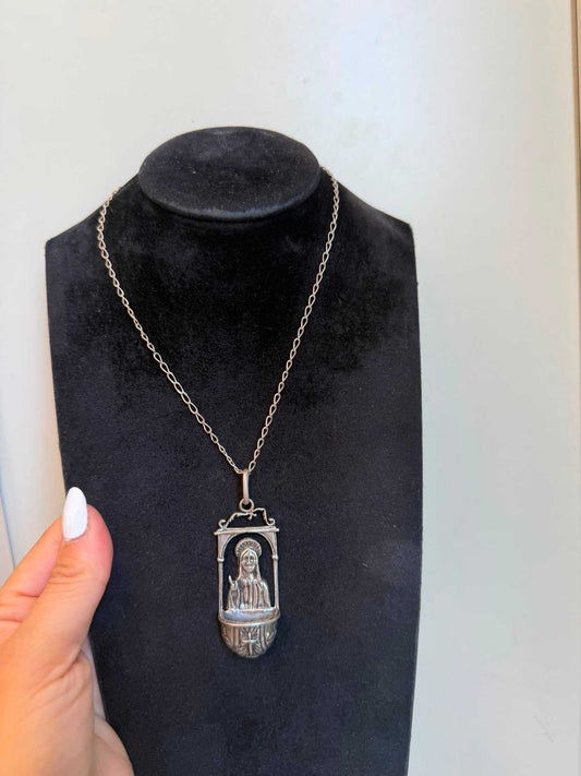 Collana in Argento 925 con Acquasantiera Madonna dei Miracoli in Argento 800