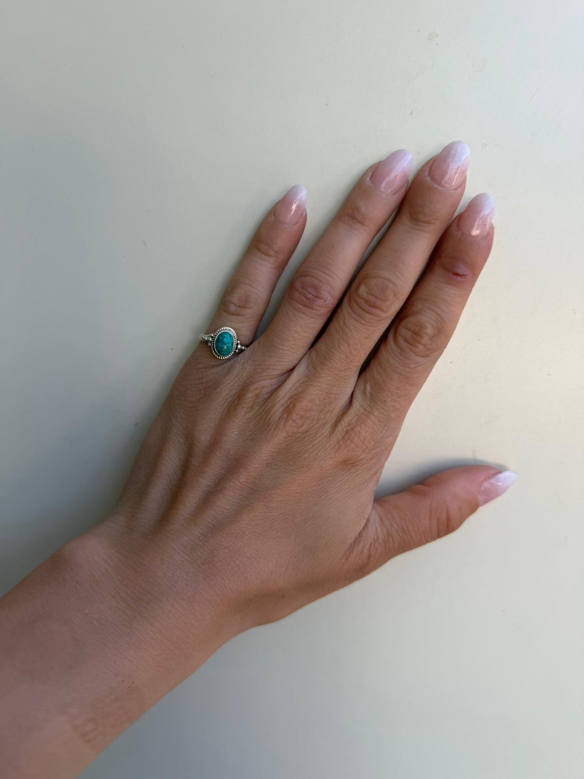 Anello in Argento 925 con Pietra Turchese Naturale – Pezzo Unico Artigianale