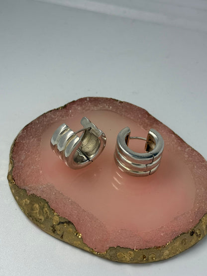 Orecchini cerchio in argento 925 doppi