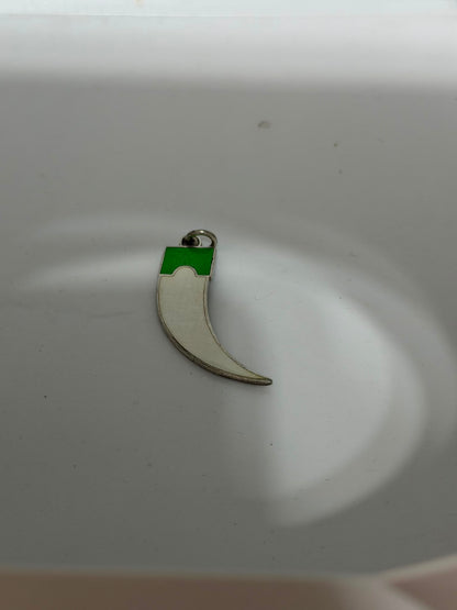 Collana in Argento 925 con Corno Smaltato Bianco e Verde – Portafortuna
