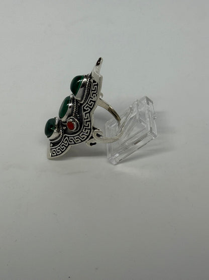 Anello in argento 925 malachite verde