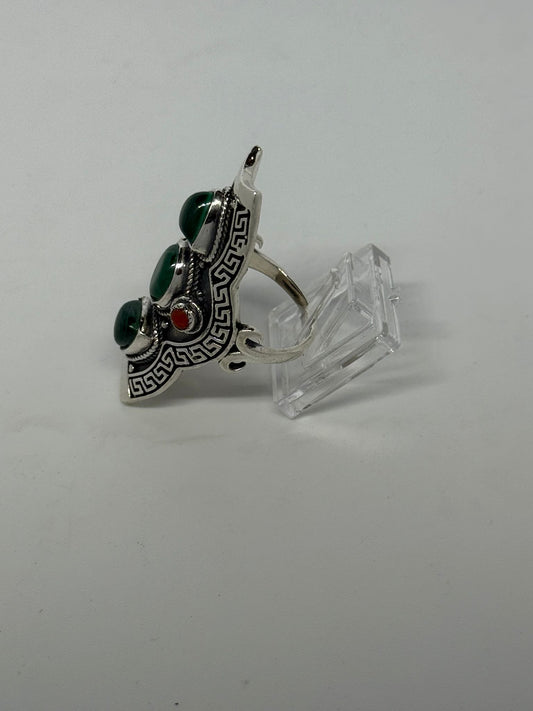 Anello in argento 925 malachite verde
