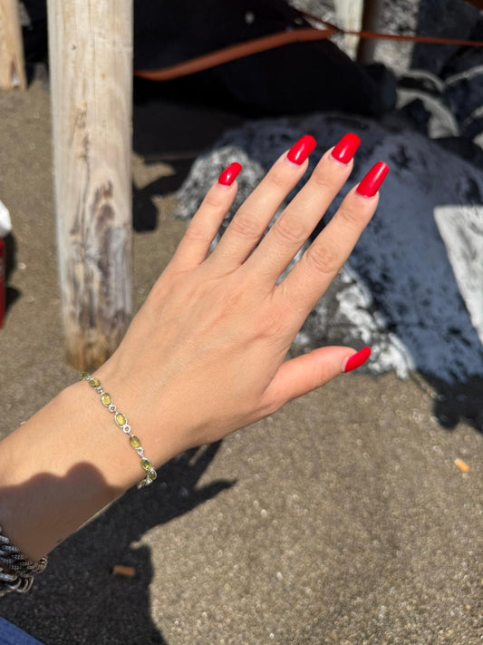 Bracciale in argento 925 serpentino verde