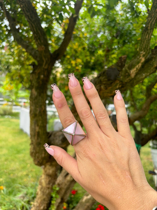 Anello in argento 925 madreperla rosa