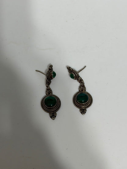 Orecchini Pendenti in Argento 925 con Pietra Giada Verde Naturale