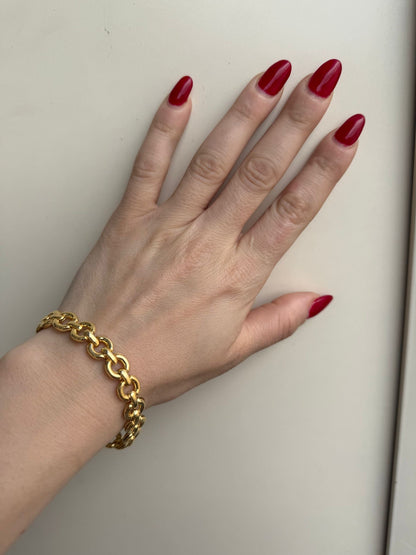 Bracciale Semirigido Argento 925 Bagno Oro Cerchi - Design Moderno