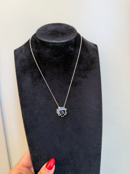 Collana in argento 925 con serpente e zaffiro blu – Pezzo Unico
