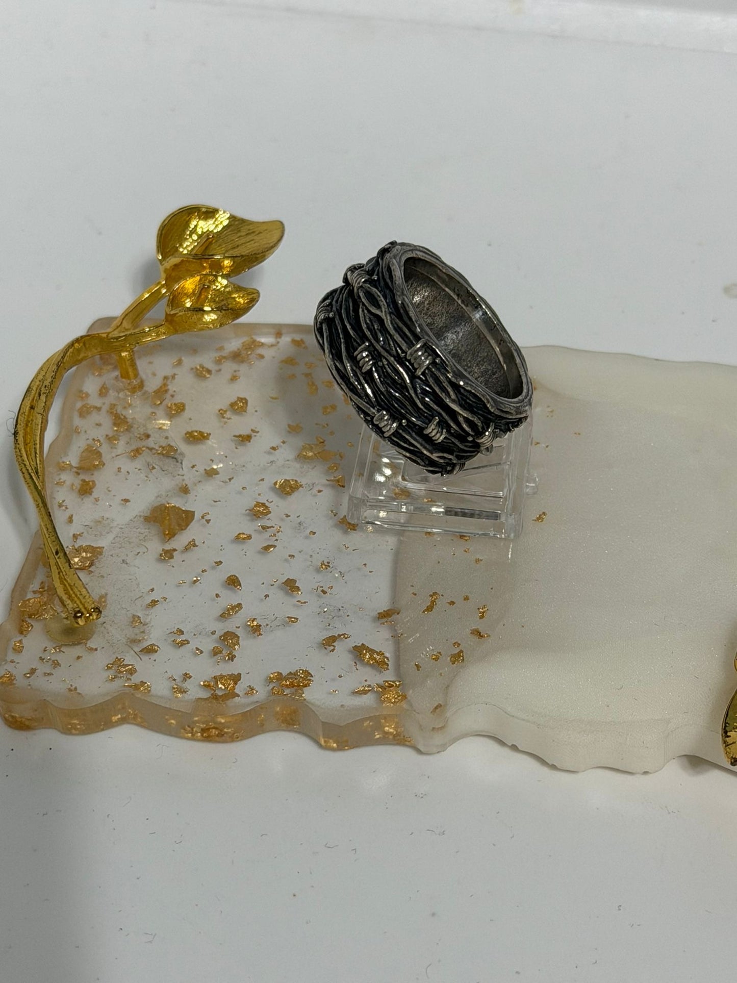 Anello fascia filo spinato in argento 925 firmato NOVE25