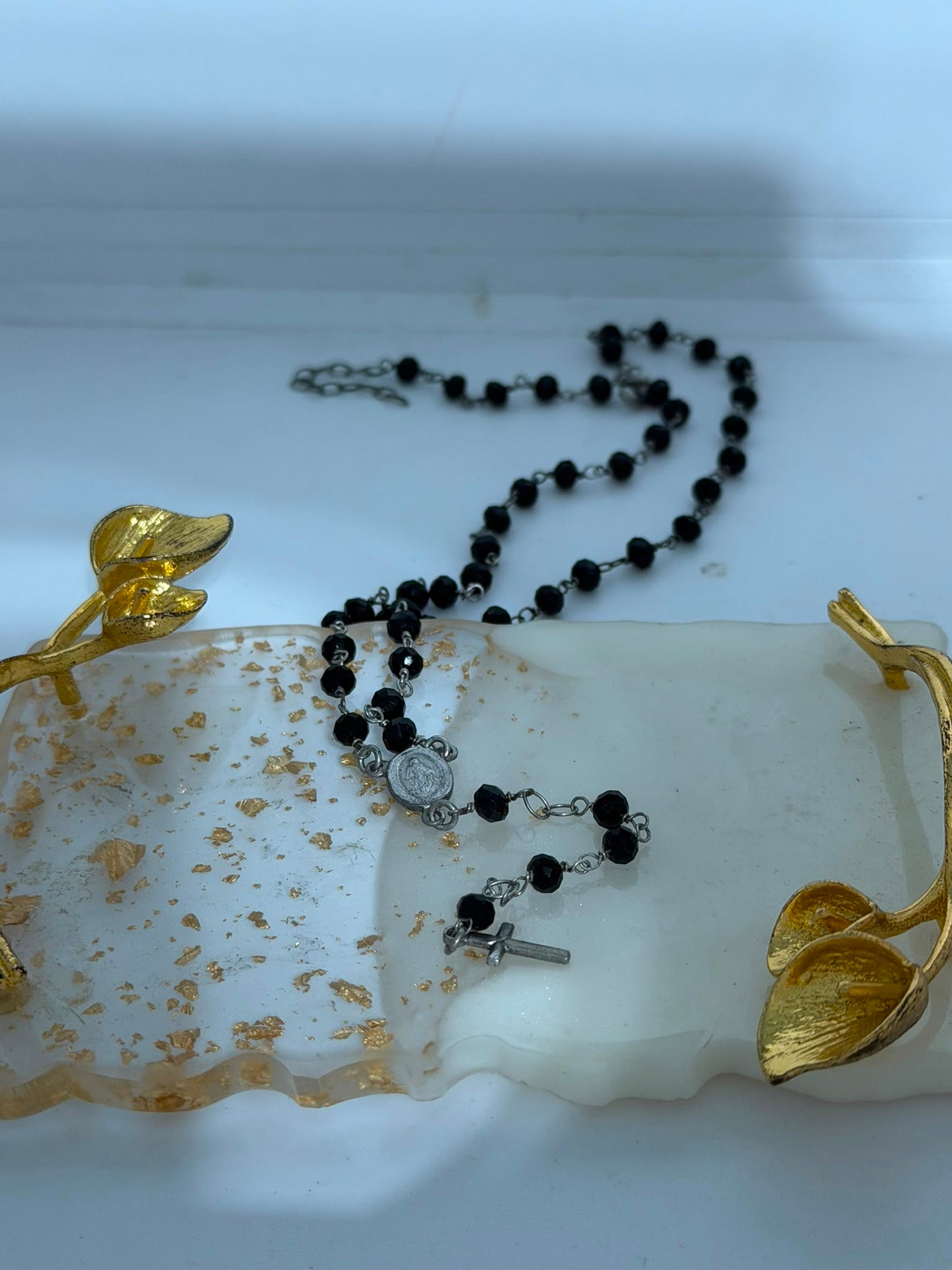 Rosario in Argento 925 con Pietre Nere Sfaccettate – Pezzo Unico