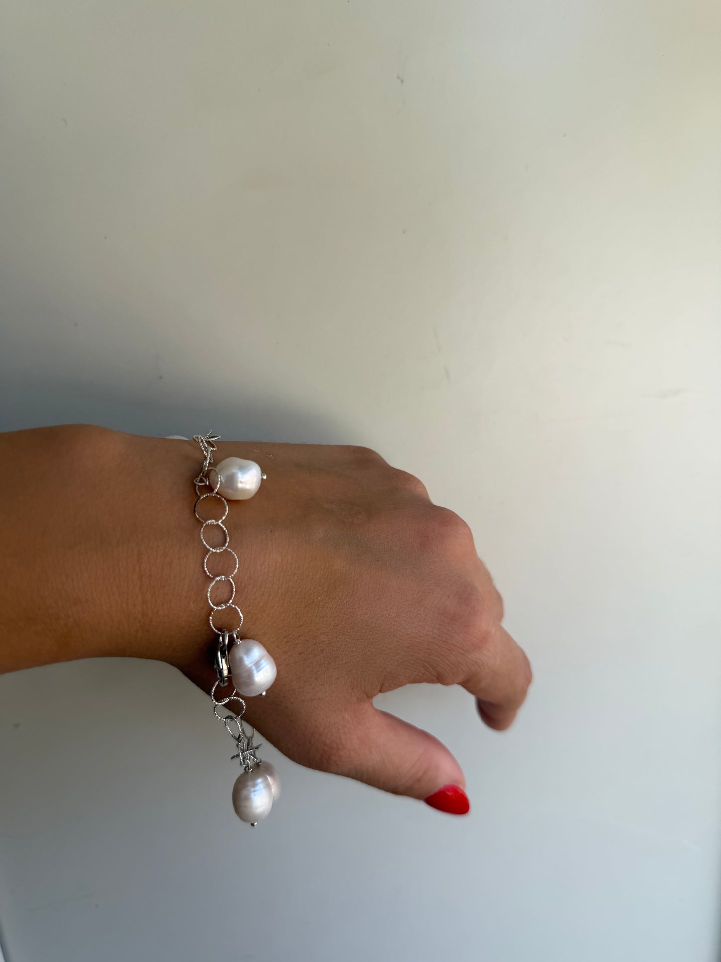 Bracciale in Argento 925 con Perla Scaramazza Bianca – Gioiello Artigianale