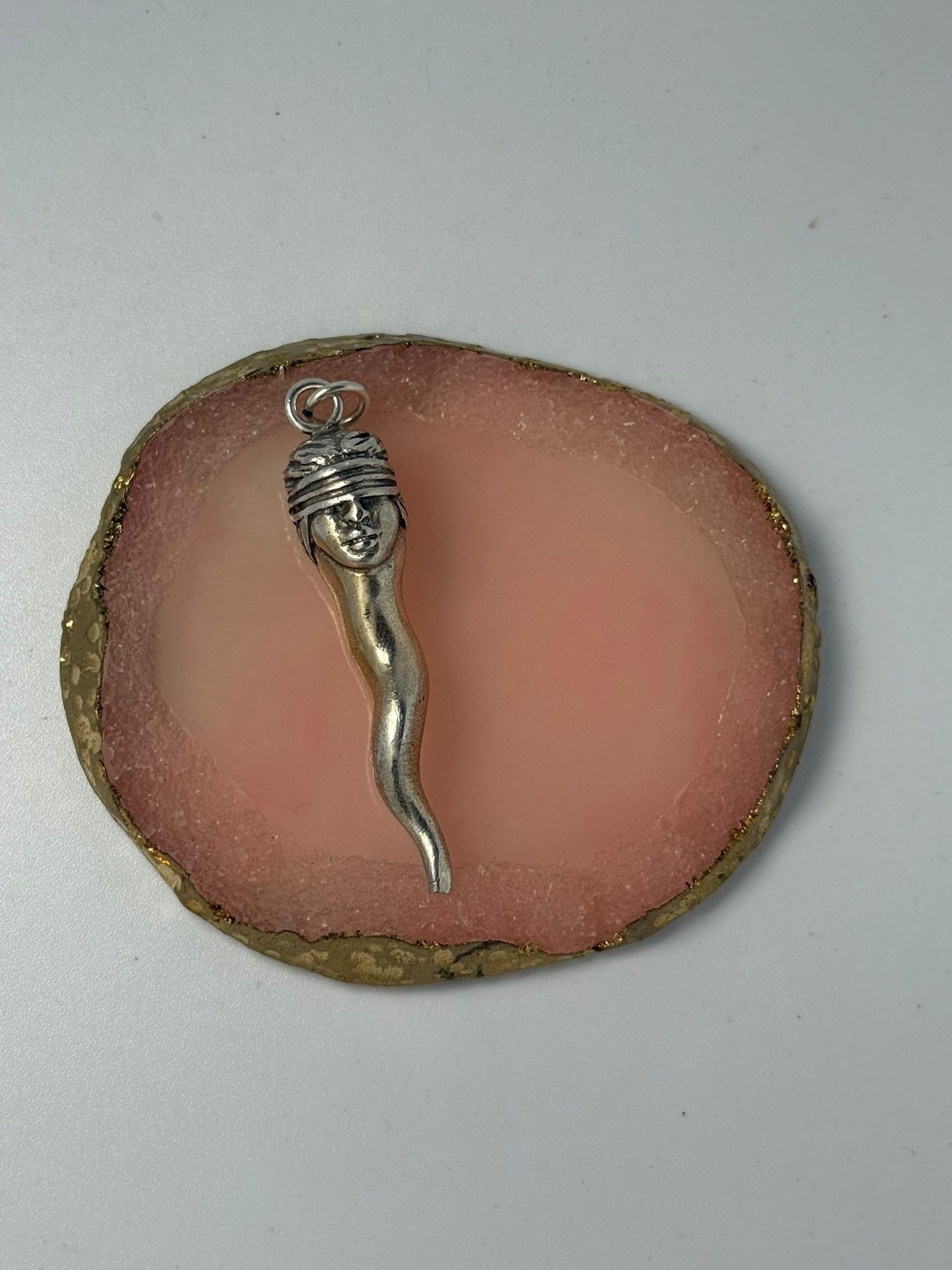 Collana in argento 925 corno dea bendata