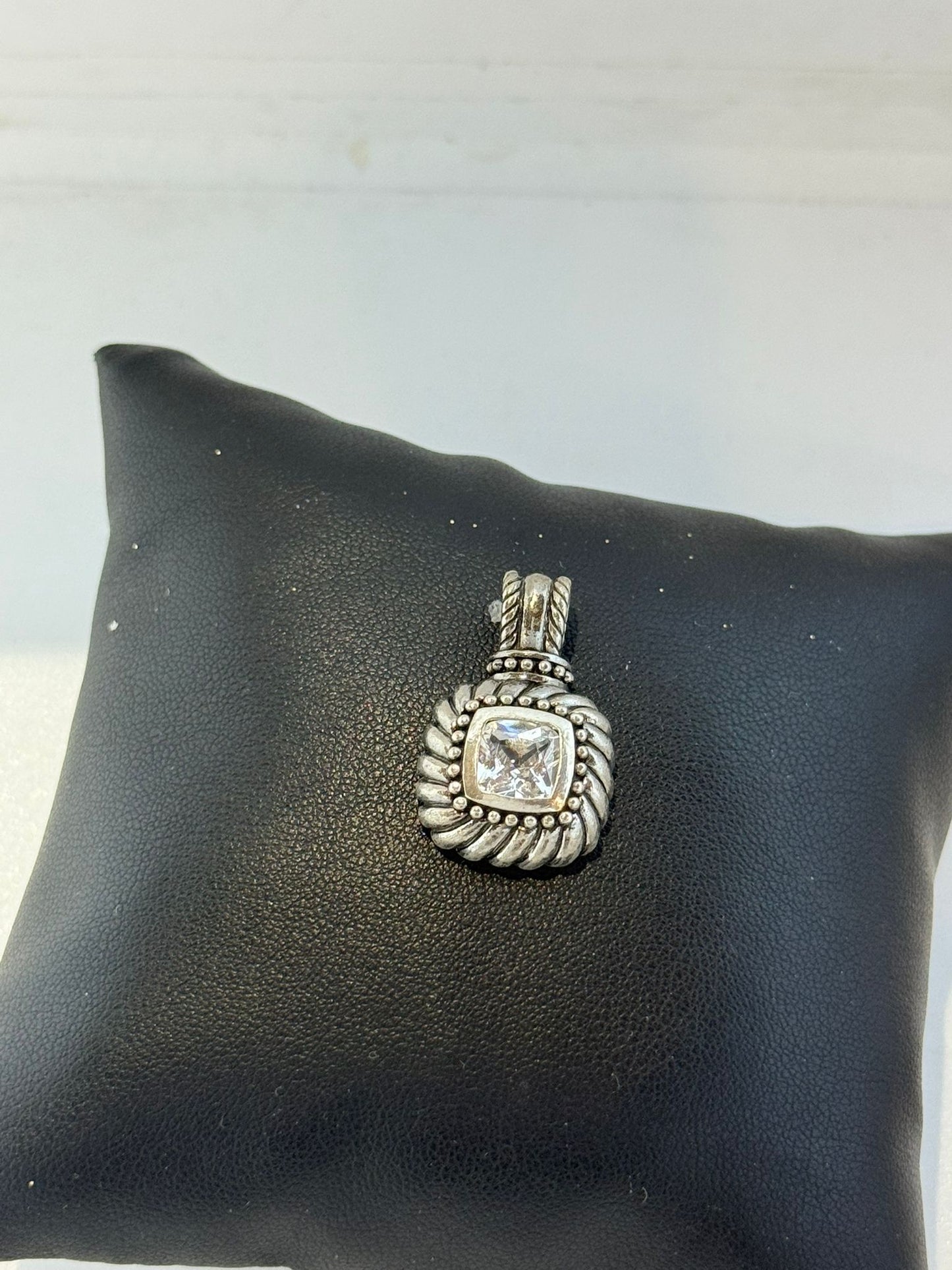 Collana Argento 925 con Ciondolo Quadrato e Cristallo di Rocca – Pezzo Unico