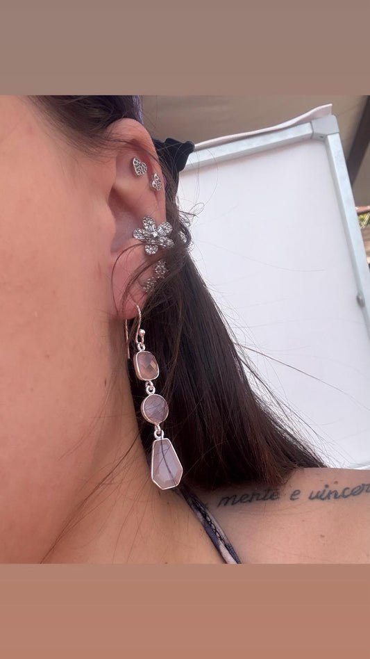 Orecchini in argento 925 quarzo rosa