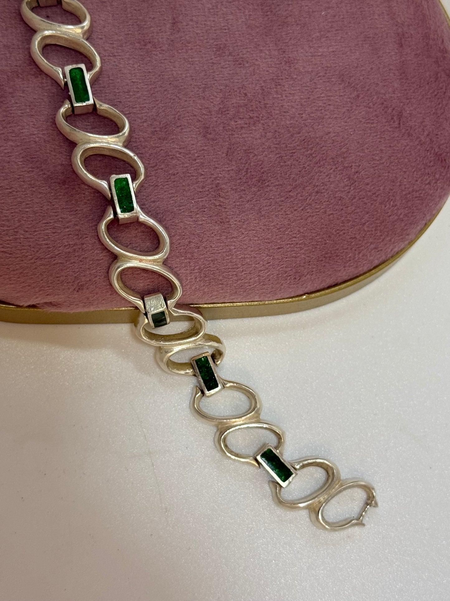 Bracciale in argento 925 smaltato verde