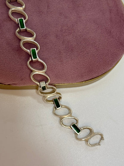 Bracciale in argento 925 smaltato verde