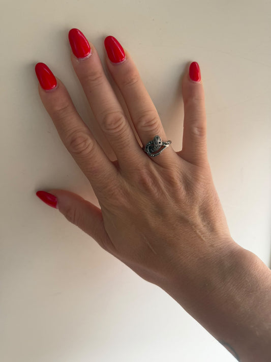 Anello serpente in argento 925 con marcasiti regolabile