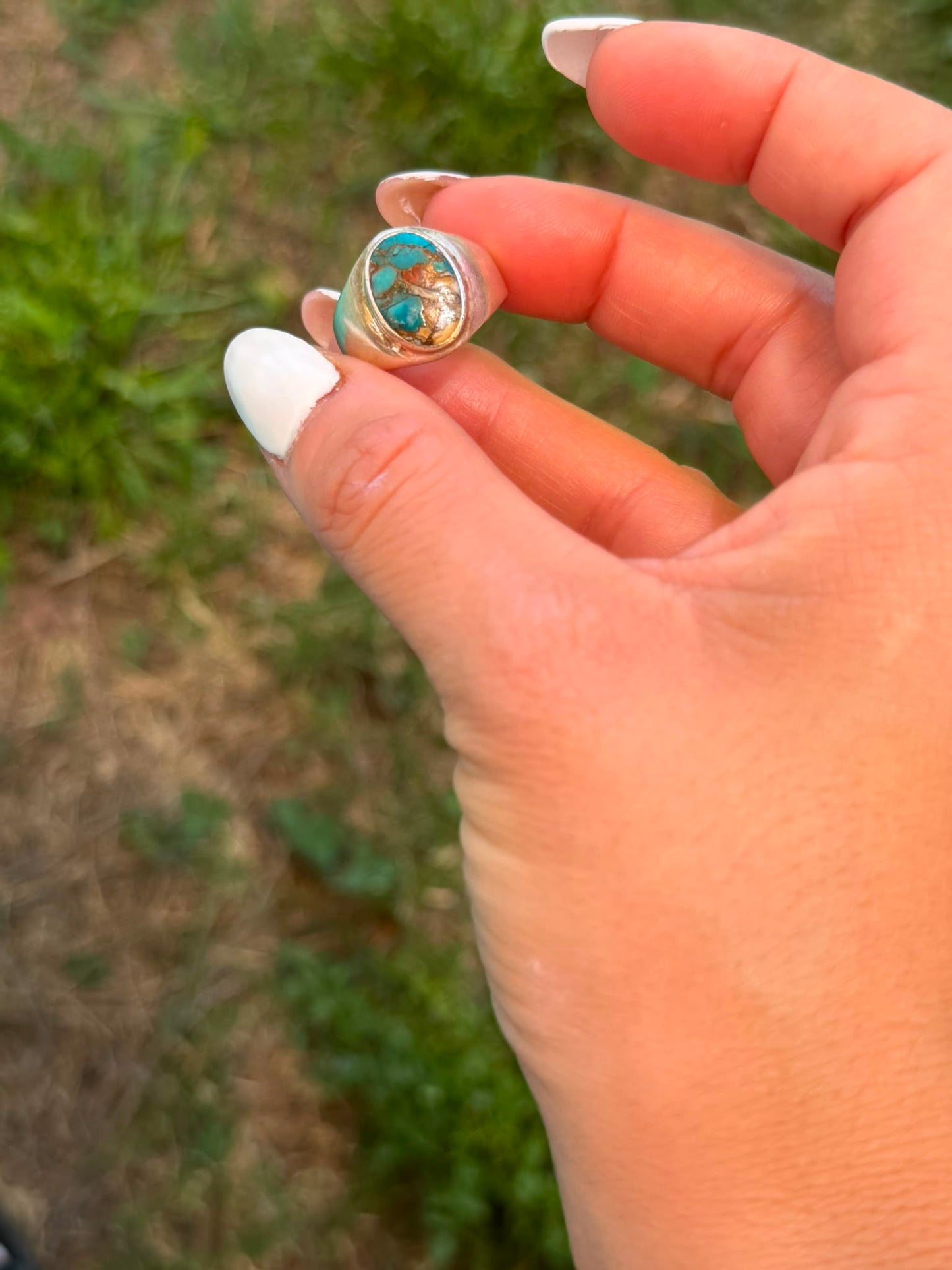 Anello Ovale in Argento 925 con Pietra Turchese Mistico