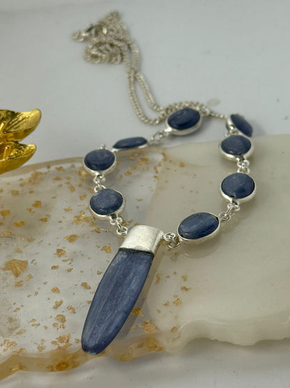 Collana in argento 925 cianite blu – Artigianale