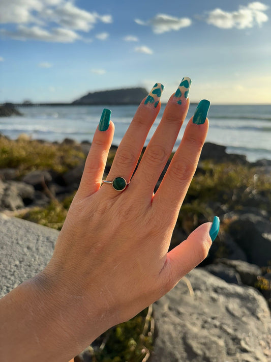 Anello in argento 925 pietra malachite verde