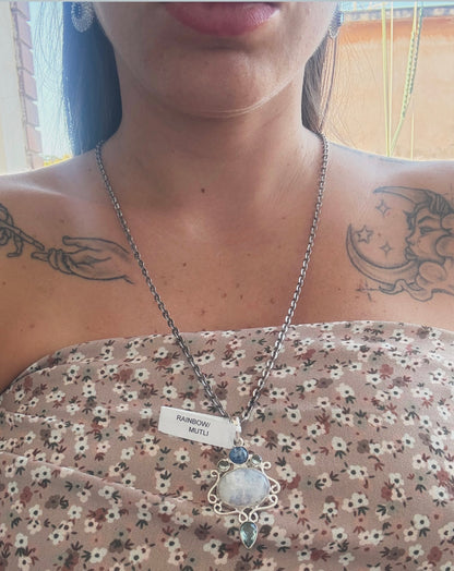 Collana in argento 925 ciondolo rainbowi