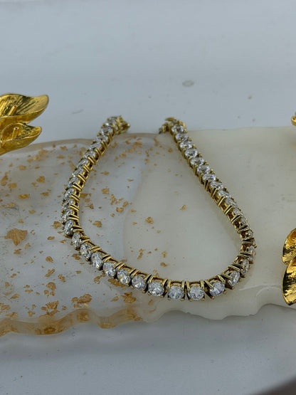 Bracciale Dorato con Pietre Bianche in Argento 925 – Pezzo Unico