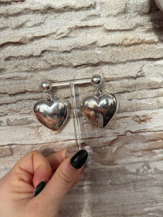 Orecchini bombati in argento 925 cuore