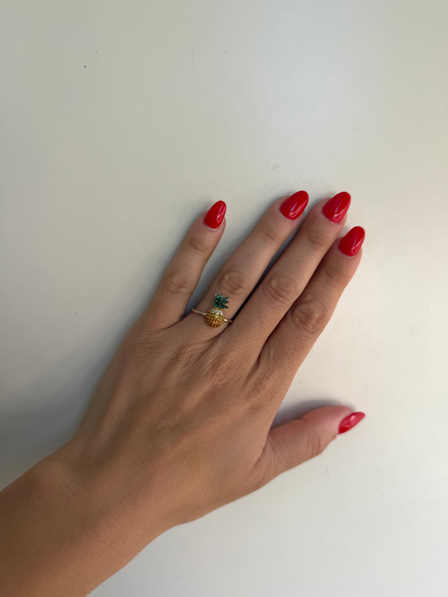 Anello Ananas in Argento 925 con Zirconi – Misura 17