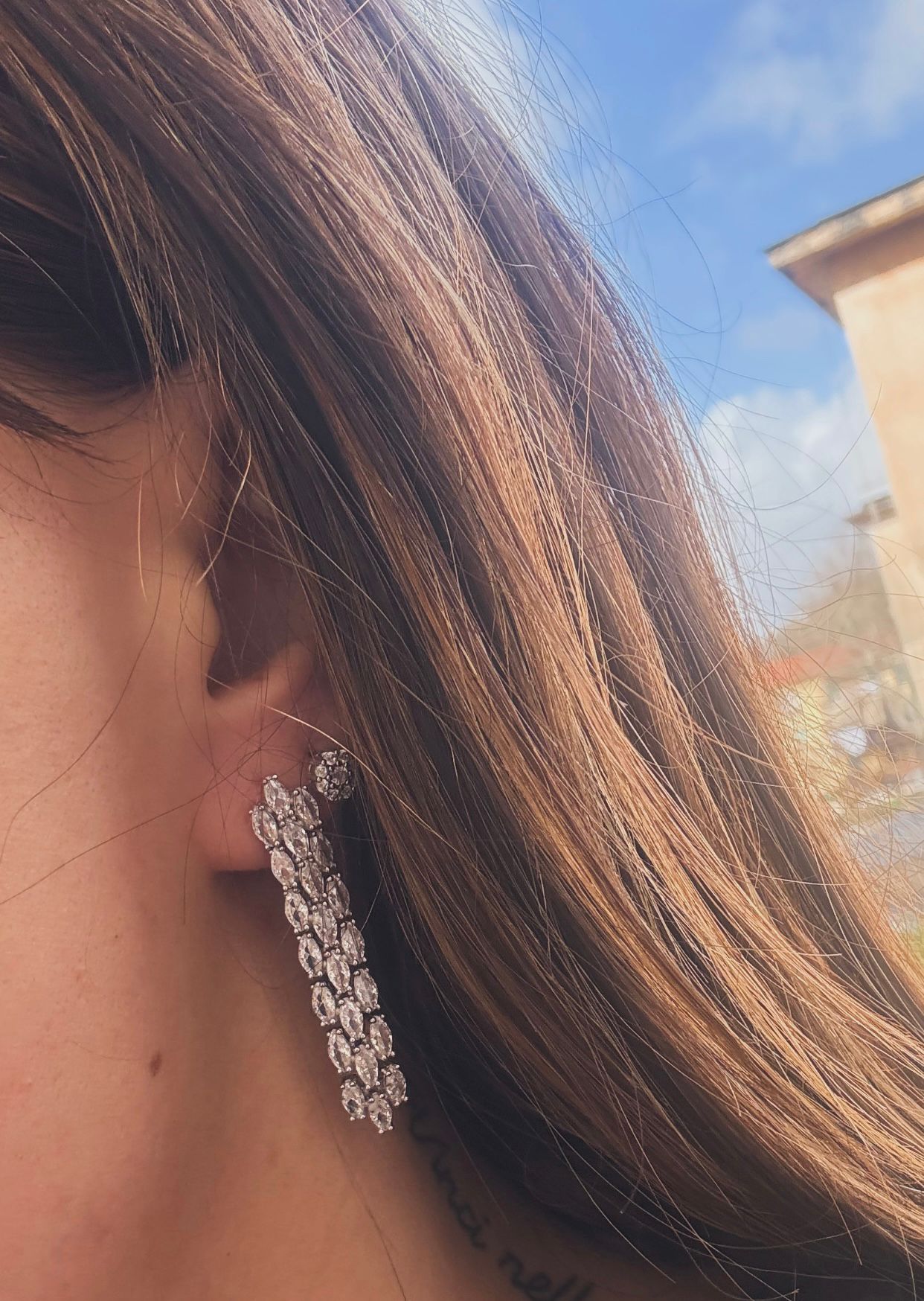 Orecchini Argento 925 Luxury Pietre Bianche | Pezzo Unico Pendenti