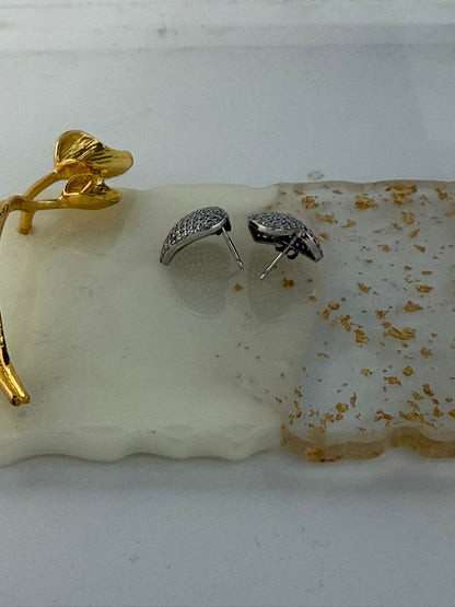 Orecchini in argento 925 cuori pietre bianche luxury – Artigianali
