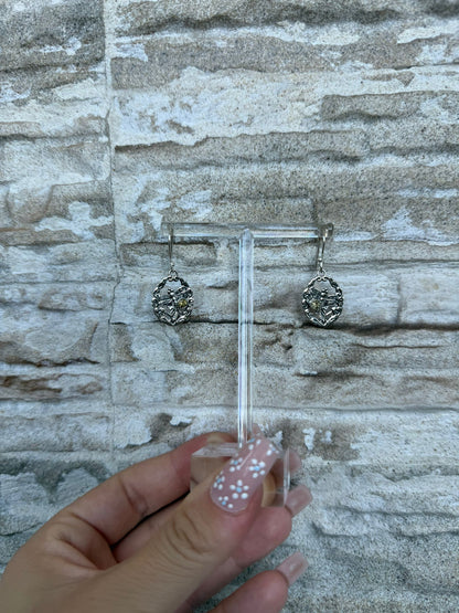 Orecchini in argento 925 libellula e citrino giallo