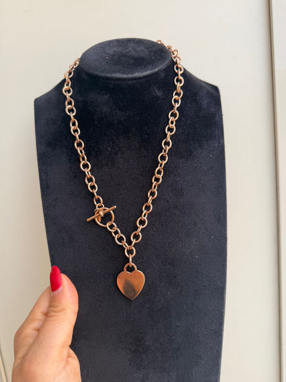 Collana in argento 925 bagnato nell’oro rosa con cuore – Personalizzabile