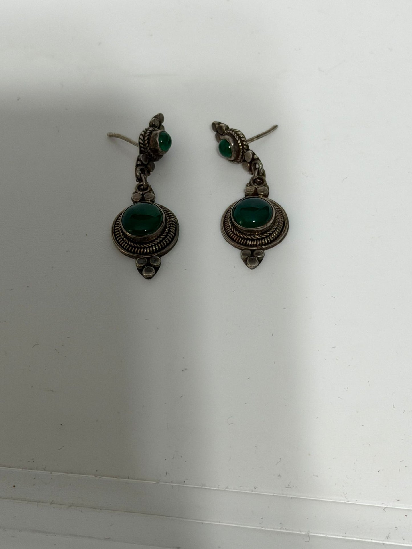 Orecchini Pendenti in Argento 925 con Pietra Giada Verde Naturale