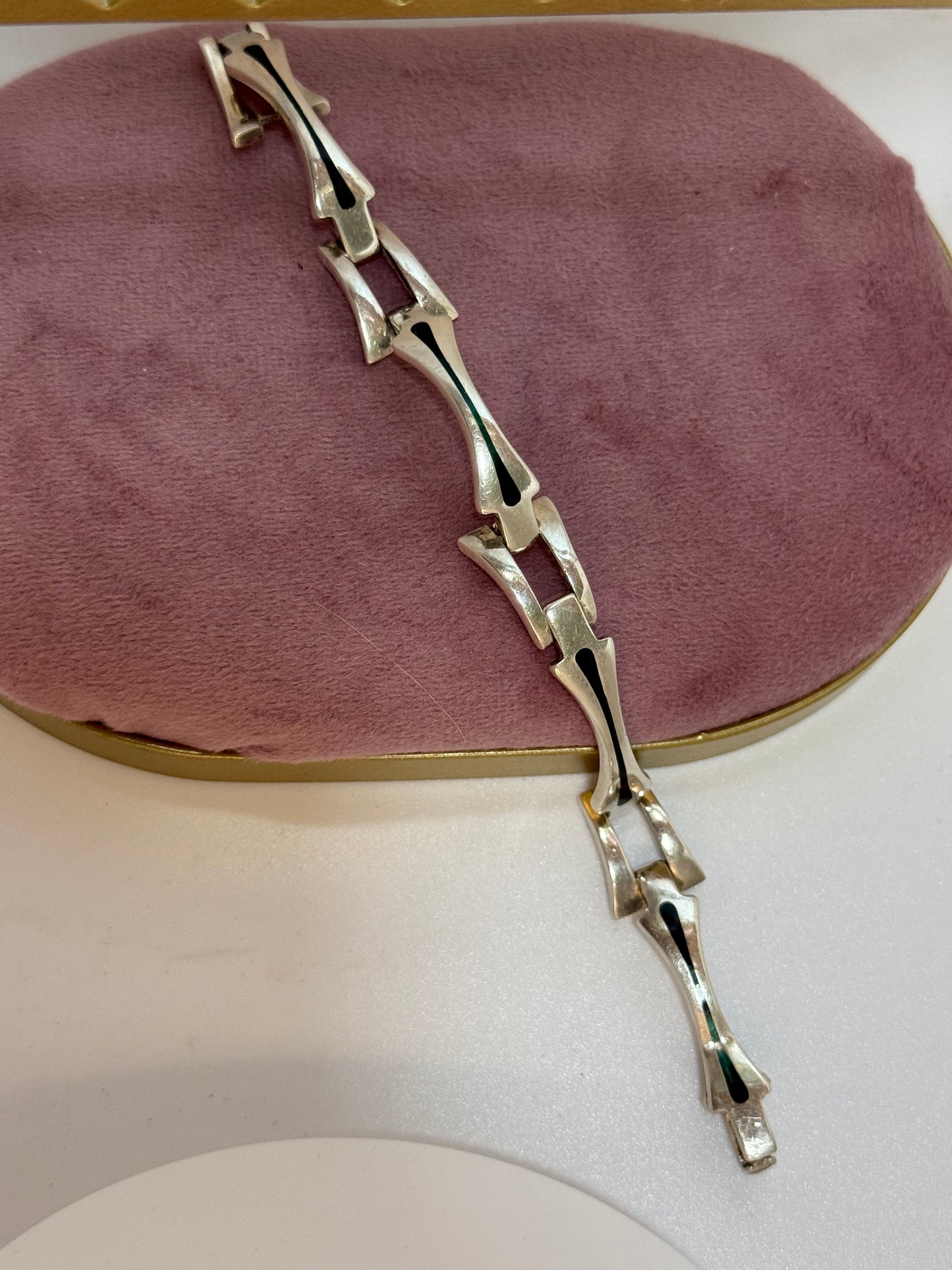 Bracciale smaltato verde in argento 925