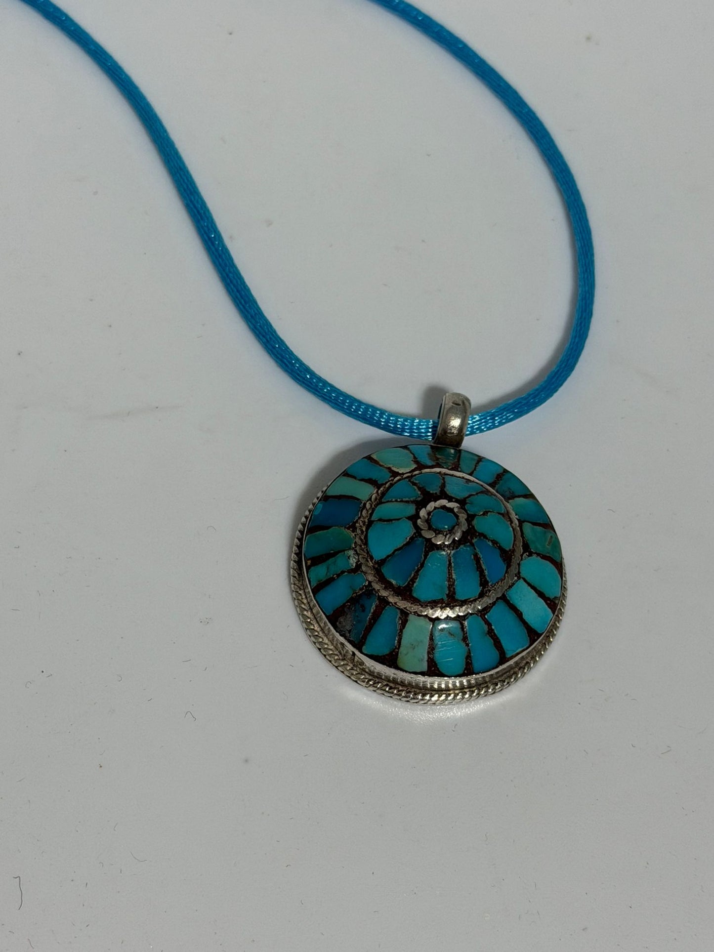 Collana in Argento 925 con Amuleto e Pietre Turchese Naturali