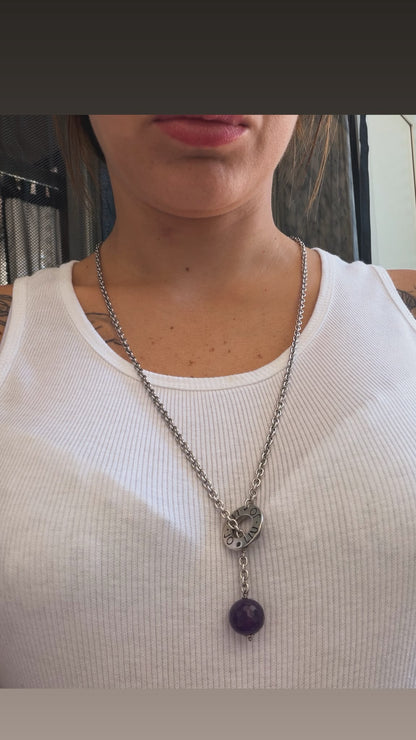 Collana saliscendi in argento 925 con ametista viola – Artigianale Made in Italy