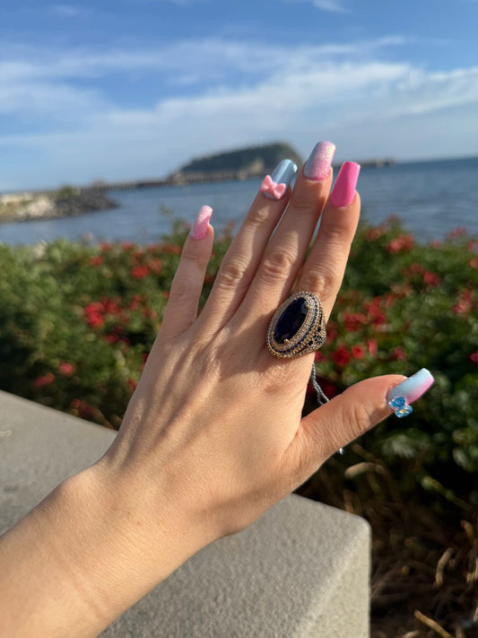 Anello in argento 925 zaffiro blu