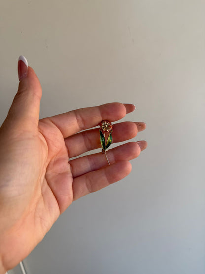 Spilla Fiore Filigranato Smaltata in Argento 925 – Accessorio Artigianale