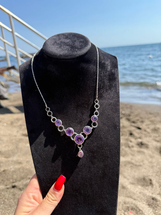 Collana in argento 925 ametista viola