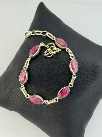Bracciale in argento 925 radice di rubino fuxia