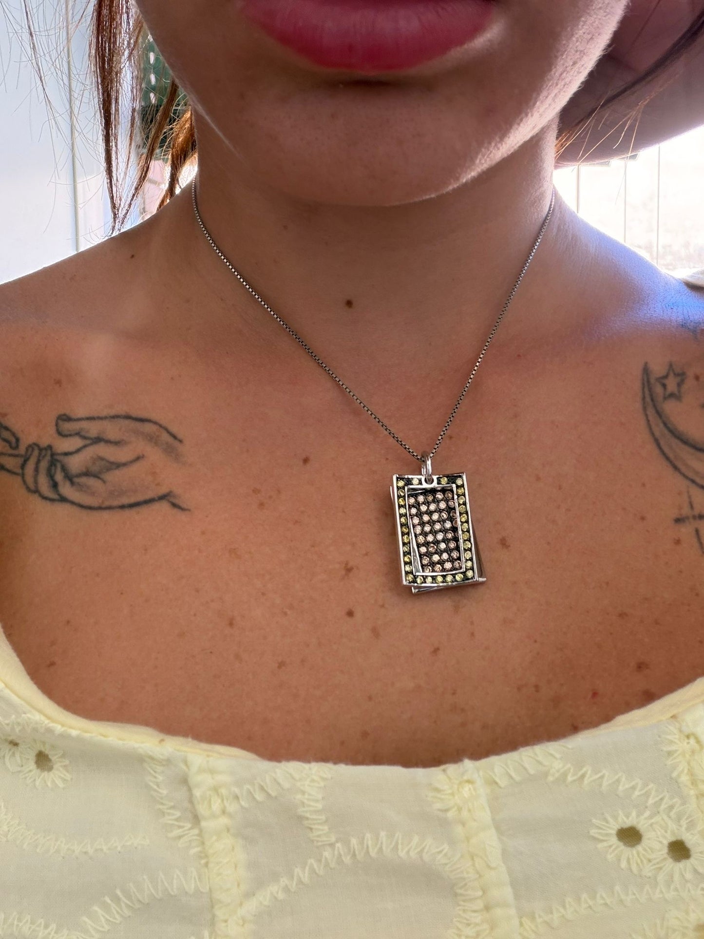 Collana in Argento 925 con Due Targhette Zirconiate
