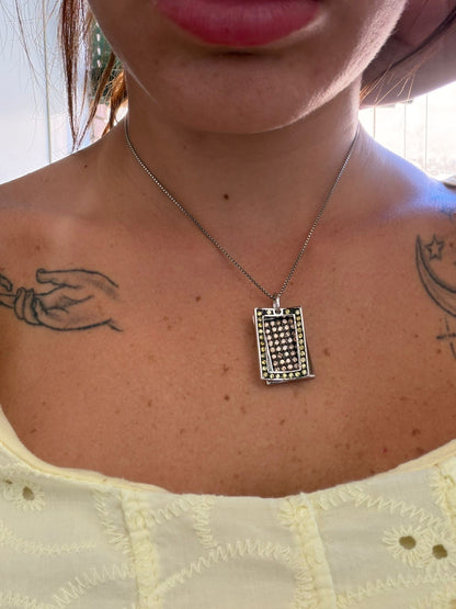 Collana in Argento 925 con Due Targhette Zirconiate