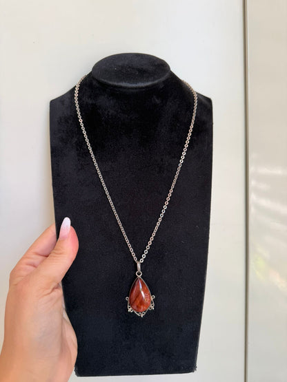 Collana occhio di tigre in argento 925 – Pietra naturale artigianale