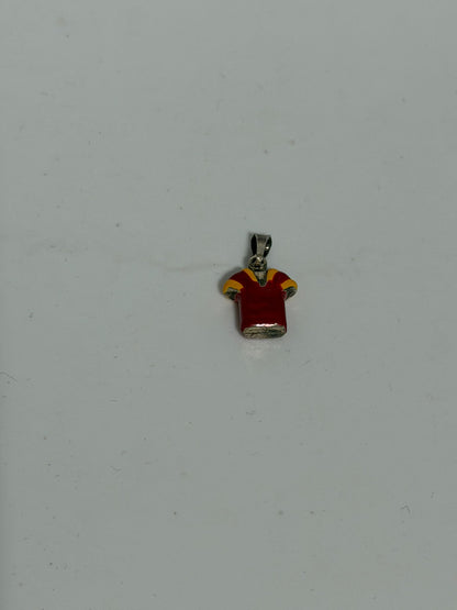 Collana in Argento 925 con Ciondolo Maglietta Smaltata Rossa e Arancione – Gioiello Sportivo