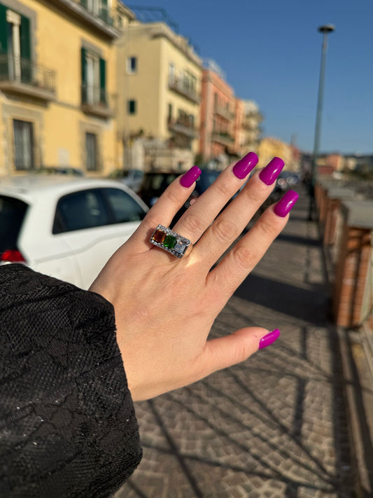 Anello tre pietre in argento 925