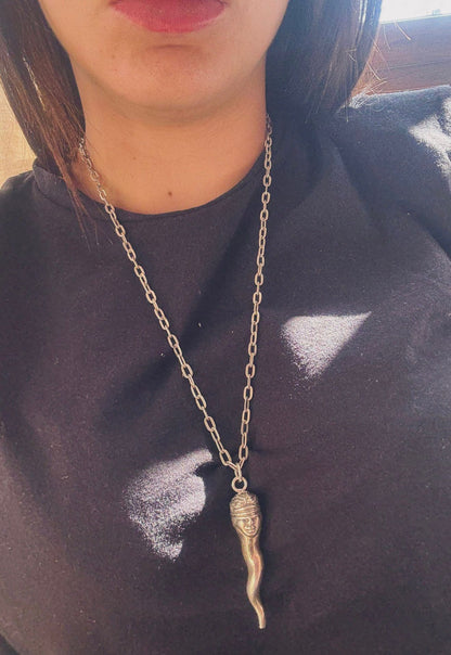 Collana in argento 925 corno dea bendata