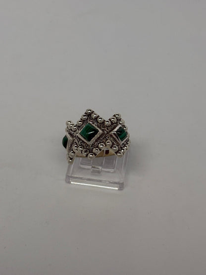 Anello in argento 925 malachite verde