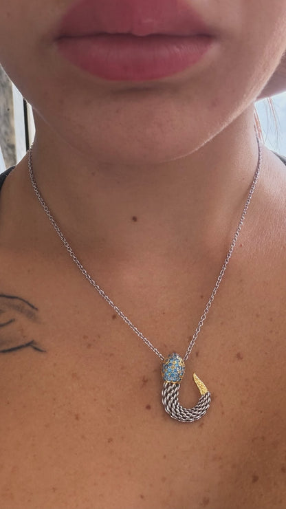 Collana Serpente in Argento 925 con Pietre Azzurre – Pezzo Unico