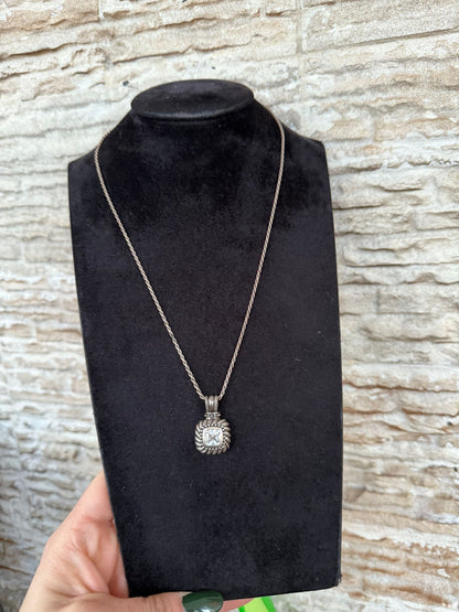 Collana Argento 925 con Ciondolo Quadrato e Cristallo di Rocca – Pezzo Unico