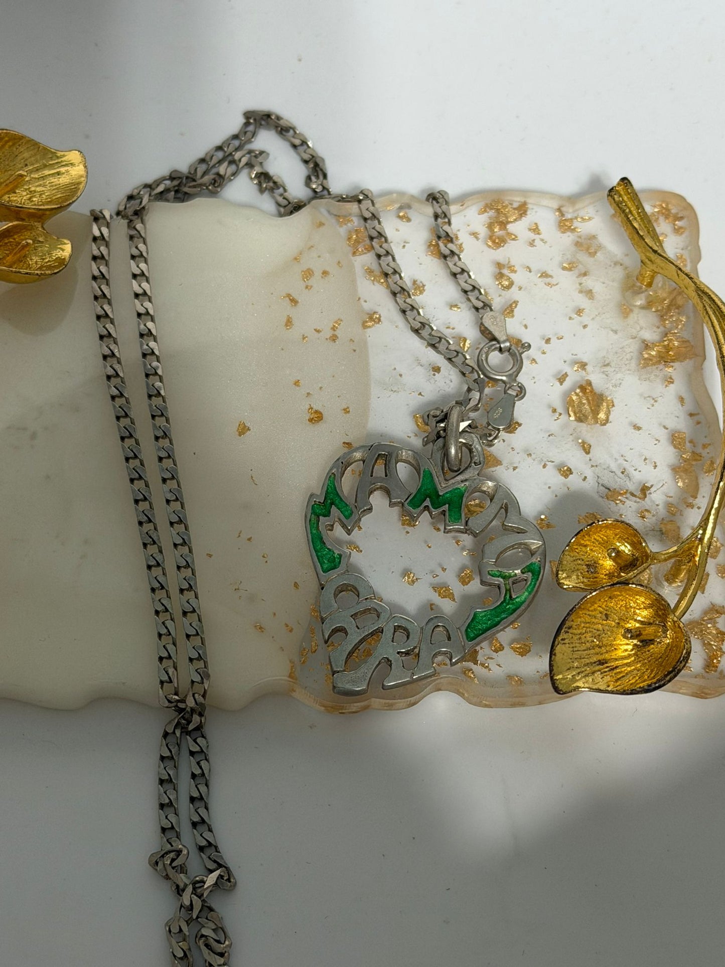 Collana in Argento 925 “Cara Mamma” con Ciondolo Smaltato Verde